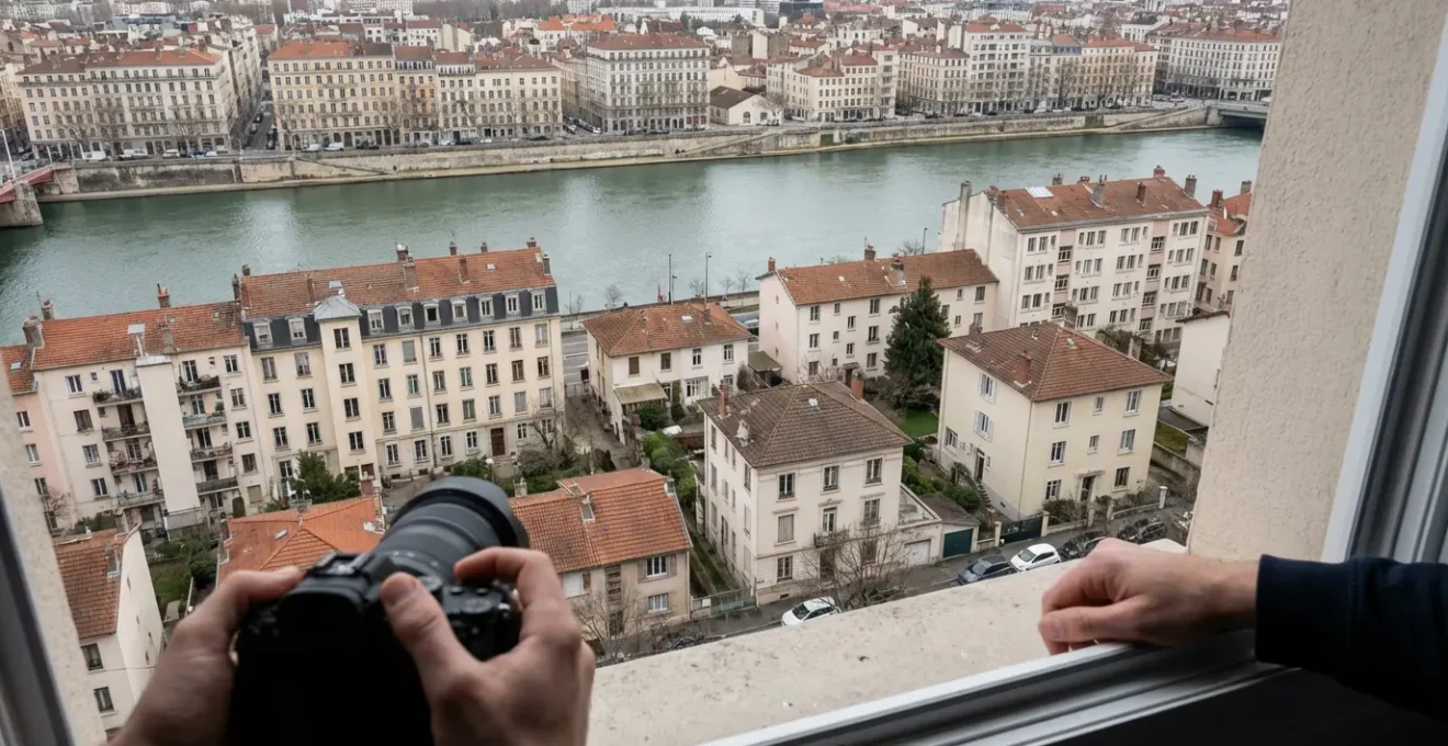 Vue panoramique de Lyon mêlant immeubles résidentiels et maisons, illustrant la diversité du parc immobilier lyonnais
